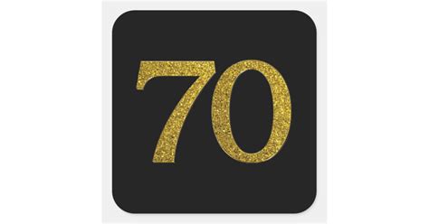 Gold Glitter Number 70 Wide Font Square Sticker | Zazzle.co.uk