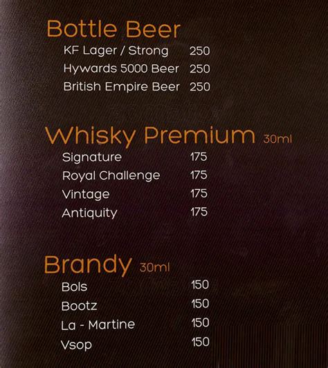 Menu at Blue Moon, Chennai, 89