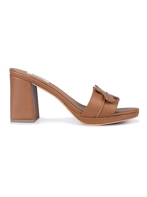 Tan Detailed Strap Block Heels – Rosso Brunello Leathers Pvt. Ltd.