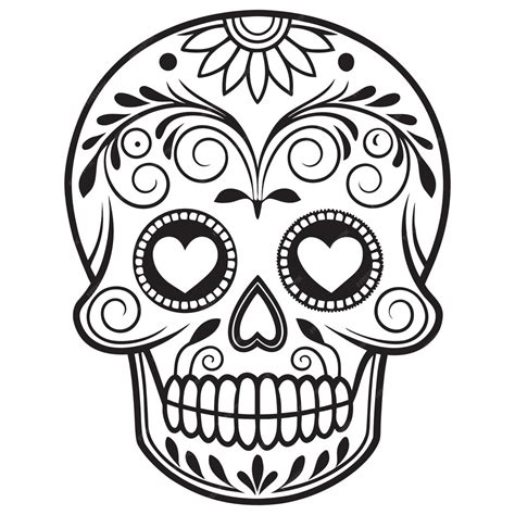 Floral sugar skull drawing for tattoo and craft projects | Premium Vector
