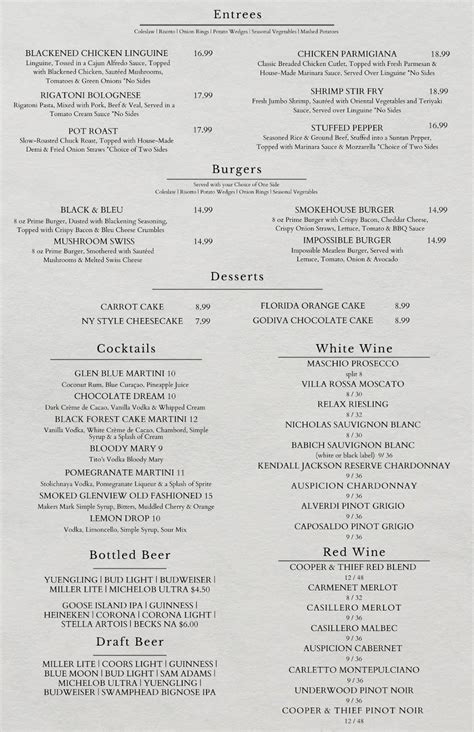 Menu at Glenview Country Club, The Villages