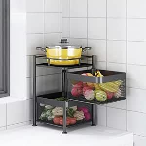 flymore Metal Kitchen Trolley Square Onion Baskets for Storage,Kitchen ...