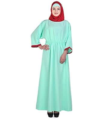 Standard Momin Libas Ploycrepe Stitched Burqas with hijab Green ...