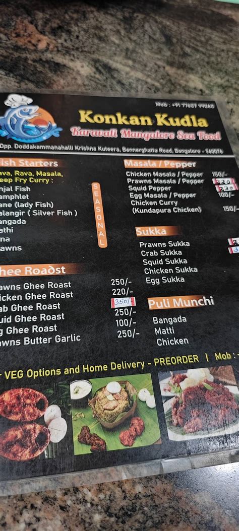Menu at Konkan Kudla Karavali Mangalore Sea Food Restaurant, Bengaluru
