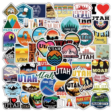 61Pcs Utah Stickers Pack, America State Aesthetic Vinyl Waterproof ...
