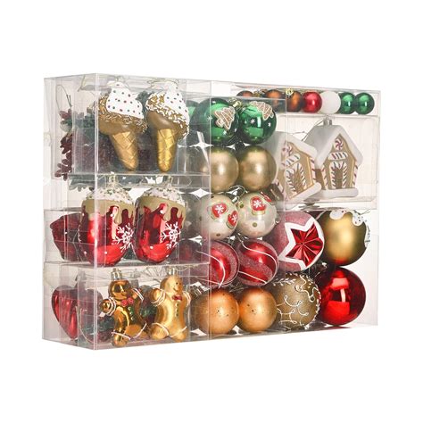 Amazon.com: DecorbyHannah Christmas Ornaments Set,120ct Shatterproof ...