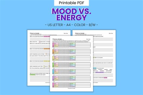 Mood Vs Energy Printable Worksheets - Emotion Exploration Prompts ...