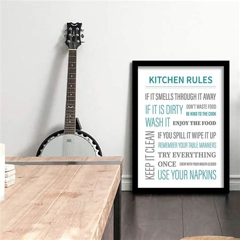 Kitchen Rules Wall Poster for Kitchen Restaurant Decor – Kotart