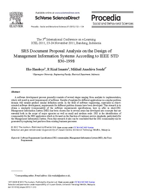 SRS Document Proposal for Management Information Systems Design (ICEL ...