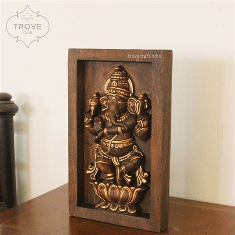 Hand Carved painted Lord Ganesha Idol – Trove Craft India