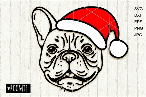 Christmas French Bulldog in Santa Hat Graphic by roomie · Creative Fabrica