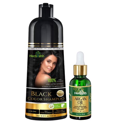 Hair Color Shampoo 500ml & Organic Argan Oil Serum – Herbishh.in