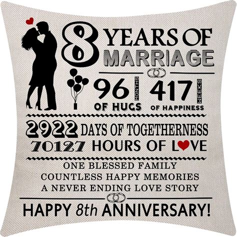 8th Wedding Anniversary Cushion Cover Throw Pillow Cove 18x18 Inch 8 ...