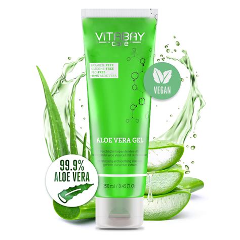 Vitabay Aloe Vera Gel 100% (99.9%) 250ml - Natural After Sun Lotion & Moisturizer for Sunburn ...