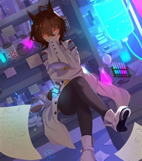 short hair, horse girls, brunette, Agnes Tachyon, fan art, animal ears ...