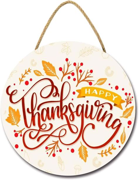 Eveokoki 11" Happy Thanksgiving Door Sign Hanging Sign Autumn Wall ...
