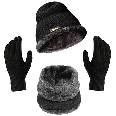 Boldfit Winter Cap with Neck Warmer & Gloves Set - Beanie for Men and ...