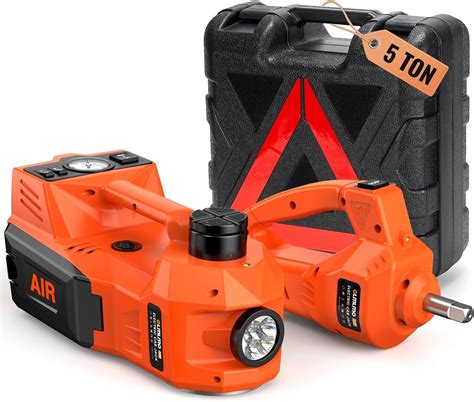 Jack eléctrico para coche, kit de gato hidráulico de 5 toneladas (1000 libras) de 12 V con llave ...