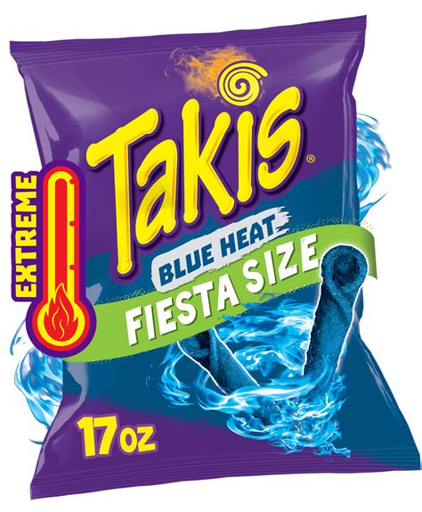 Takis Blue Heat Rolls 17 oz Fiesta Size Bag, Hot Chili Pepper Flavored ...