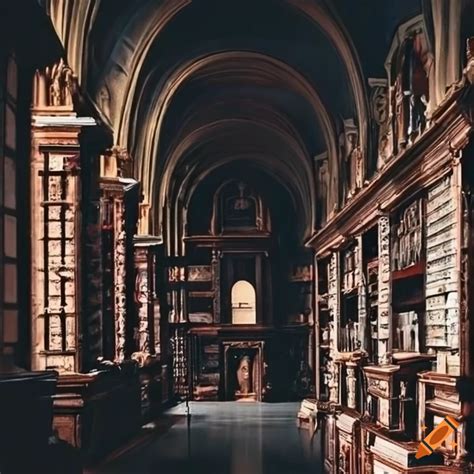 Dark academia library on Craiyon