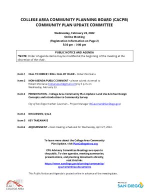 Fillable Online Home College Area Community Plan Update Fax Email Print ...