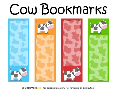 Printable Cow Bookmarks