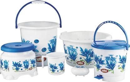UMA Plastic 6 Pieces Bathroom Bucket set, Flower Printed Large capacity ...