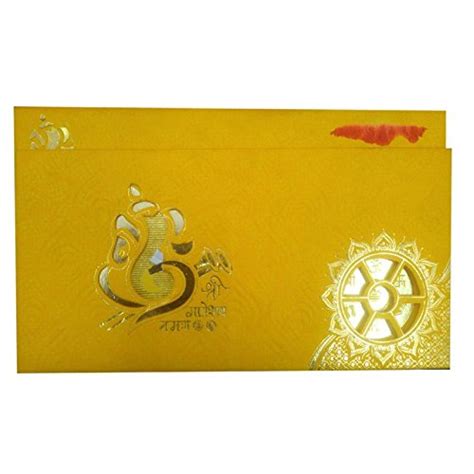 VCC Ganesha Design Hindu Marriage Invitation Card in Yellow & Golden ...