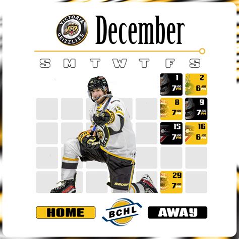 Victoria Grizzlies December Schedule | Victoria Grizzlies