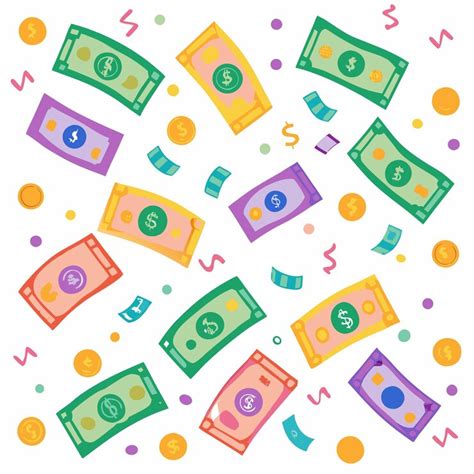Colorful illustration of falling money bills and coins | Premium AI ...
