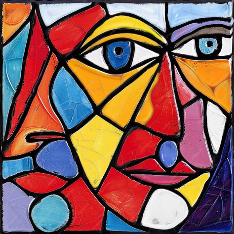 Pablo Picasso artist inspired style tile pattern bright colors ...