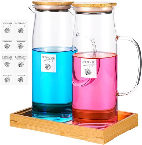 PYQTH Glass Laundry Detergent Dispenser Set with Tray & India | Ubuy