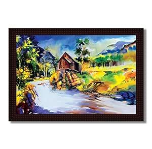 Tamatina Wooden TeXture Framed Canvas Painting | Malana Village | Home ...