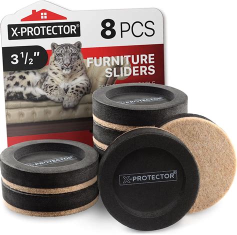 Felt Furniture Sliders for Hardwood Floors X-PROTECTOR 8 PCS 3 ½ ...