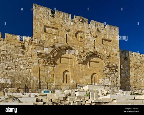 The Golden Gate (Gate of Mercy) on the eastern wall of the Temple Mount ...