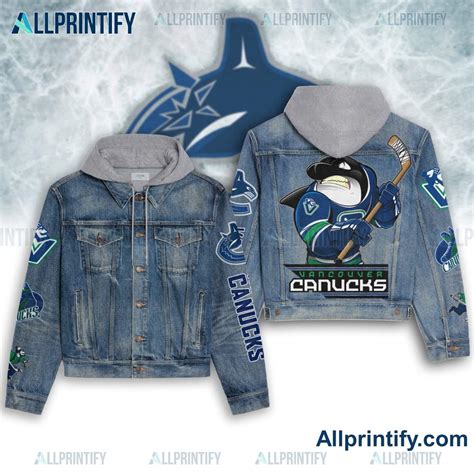 Vancouver Canucks Hockey Mascot Denim Jacket Hoodie - Allprintify