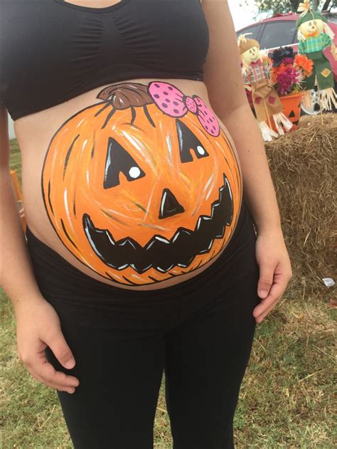 painted pumpkin pregnant belly