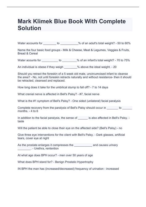 Mark Klimek Blue Book With Complete Solution - Blue Book - Stuvia US