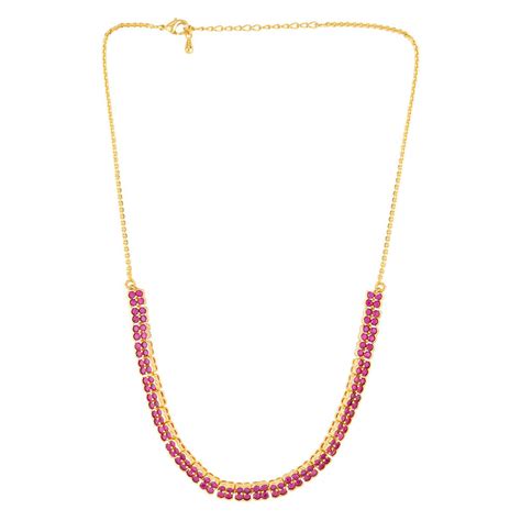 Brass Red Gems Adorned Necklace Set – VOYLLA