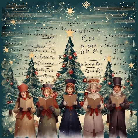 Musical Christmas Tree Carolers Art Free Stock Photo - Public Domain Pictures - drawing of xmas carolers