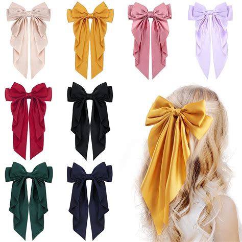 M.T. BROTHERS 1 Piece Big Satin Layered Hair Bows For Women Girls 11 ...