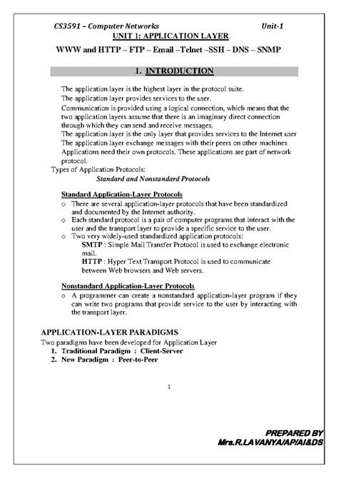 CS3591 - CN UNIT 1part 2 - UNIT 1: APPLICATION LAYER WWW and HTTP – FTP ...