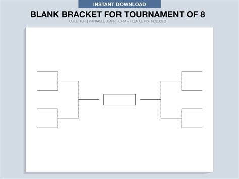 Blank Tournament Bracket, Printable, Fillable PDF, Single ...