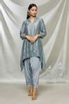 Buy Alok & Harsh Grey Chanderi Kurta And Draped Pant Set Online | Aza ...