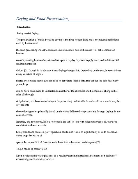 Drying and Food Preservation - Drying and Food Preservation ...