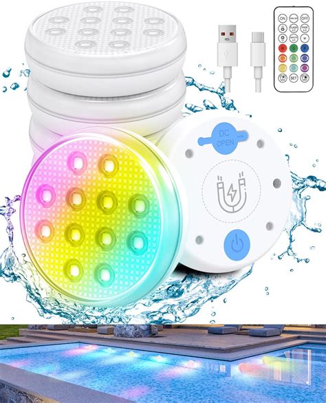 Amazon.com : Pool Lights, Rechargeable Submersible LED Lights with ...