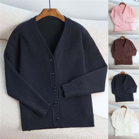 Feancey V Neck Cardigan Sweaters for Women Long Sleeve Button Down ...