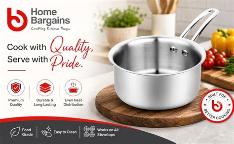 Stainless Steel Saucepan for Tea & Milk | 1.2 Litre Induction Base Pan ...