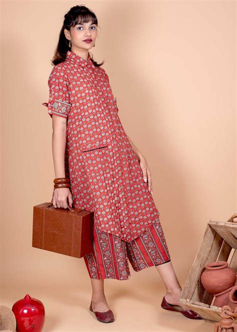 Get Asymmetrical Hem Kurta With Printed Palazzo Set at ₹ 2500 | LBB Shop