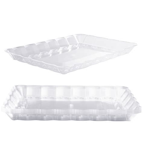 "MATANA 6 Large Clear Plastic Serving Trays - 13"" x 9"" Inch, BPA-Free ...